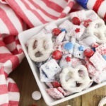 red white and blue puppy chow