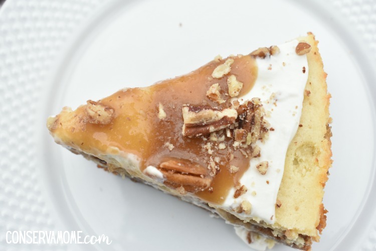 caramel pecan apple pie cheesecake slice